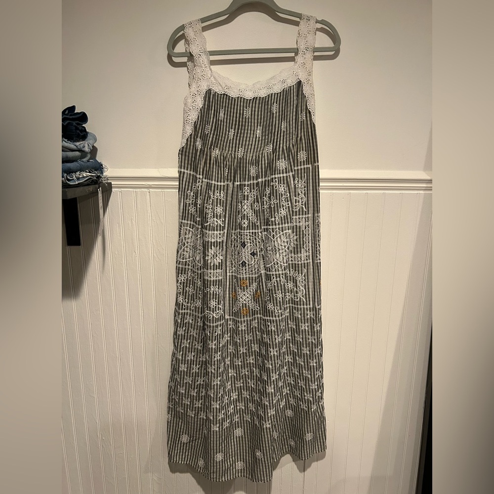 Urban Outfitters Striped Embroidered Maxi Dress